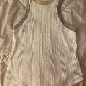 We The Free Ribbed Knit Top in Cream and Tan